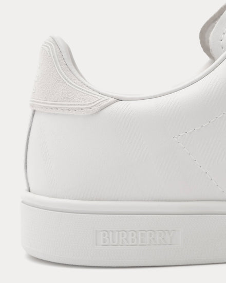 Burberry Set Embossed Check Leather Porcelain White Low Top Sneakers - 6