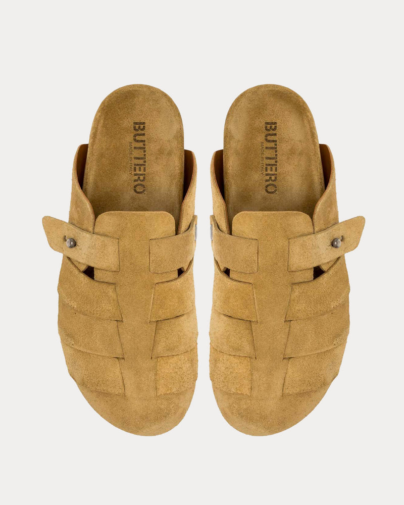 Buttero Glamping Suede Mustard Yellow Mules - 2
