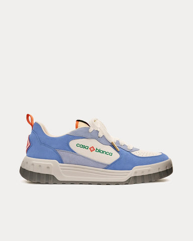 Casablanca Court Suede White / Blue Low Top Sneakers