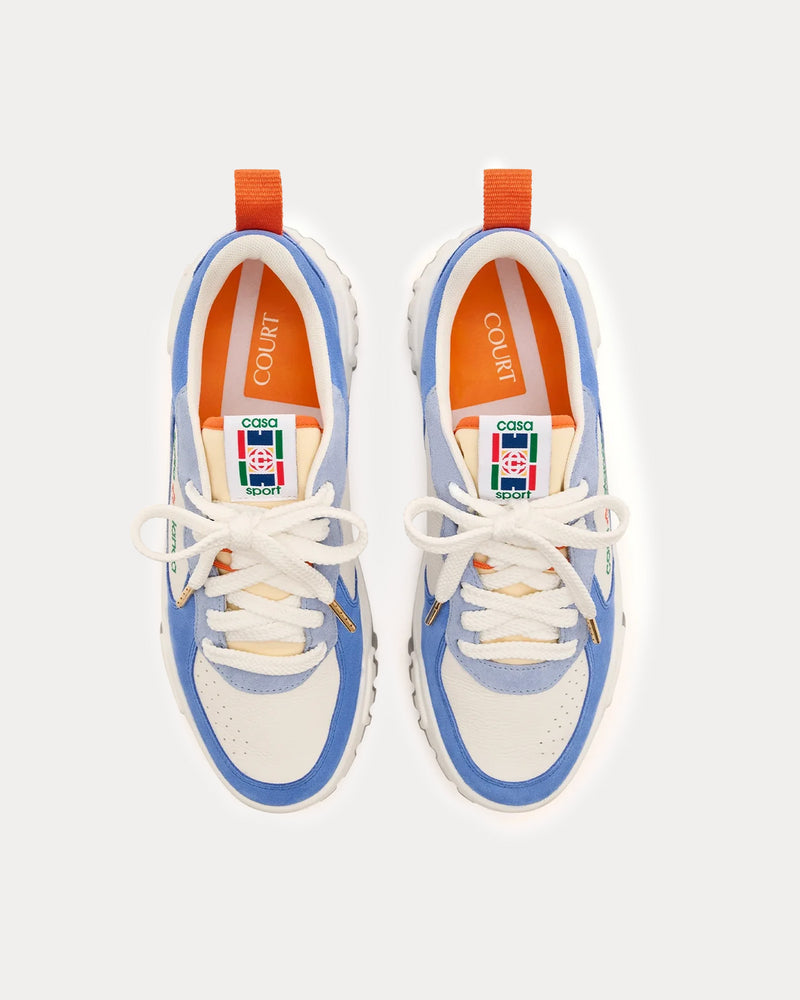 Casablanca Court Suede White / Blue Low Top Sneakers - 2