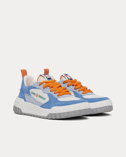 Casablanca Court Suede White / Blue Low Top Sneakers - 3