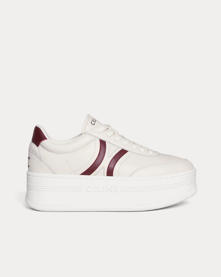 Celine Block with Back Triomphe & Wedge Outsole Milk / Dark Burgundy Low Top Sneakers - 1