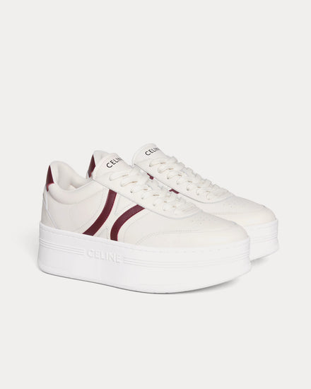 Celine Block with Back Triomphe & Wedge Outsole Milk / Dark Burgundy Low Top Sneakers - 2