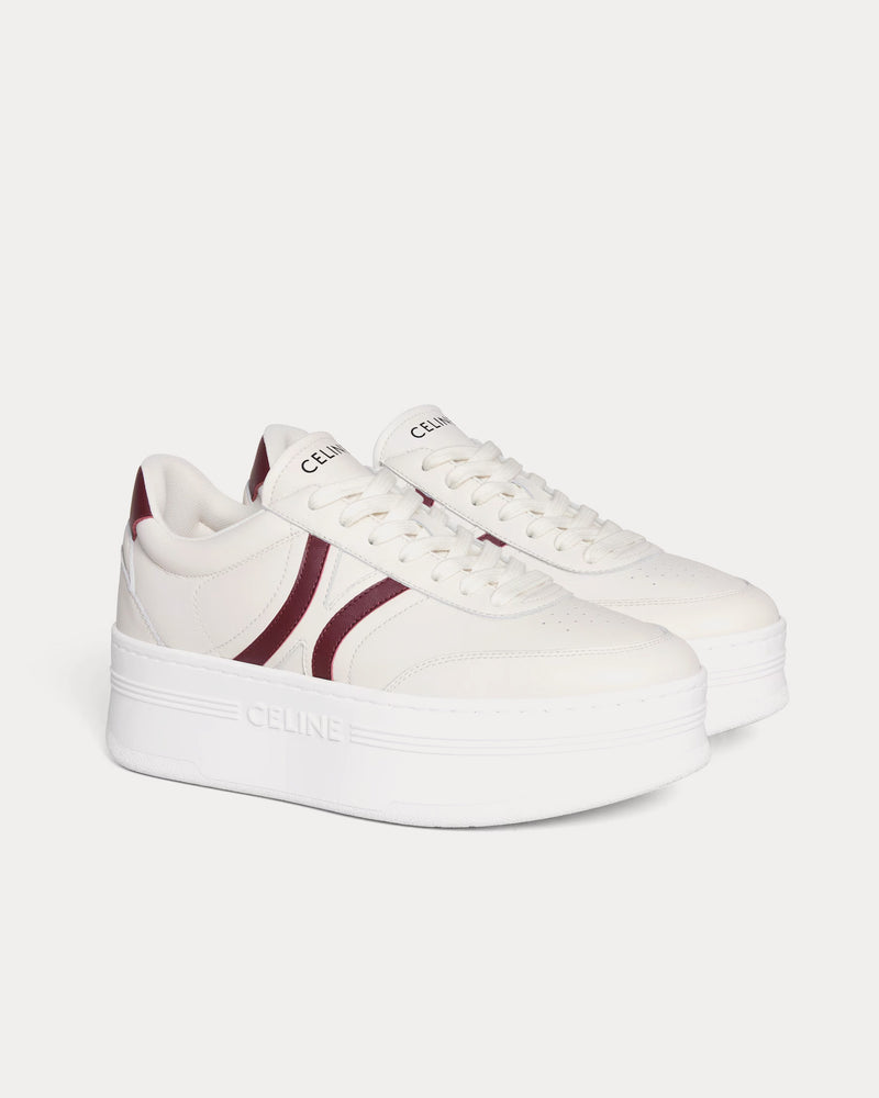 Celine Block with Back Triomphe & Wedge Outsole Milk / Dark Burgundy Low Top Sneakers - 2