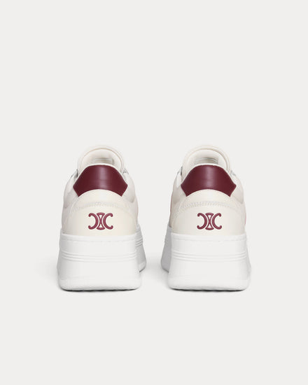 Celine Block with Back Triomphe & Wedge Outsole Milk / Dark Burgundy Low Top Sneakers - 3