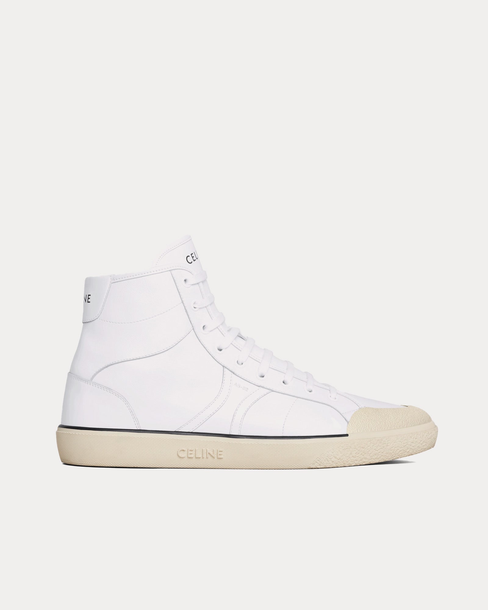 Celine Men's AS-02 Alan Lace-Up Optic White Mid Top Sneakers