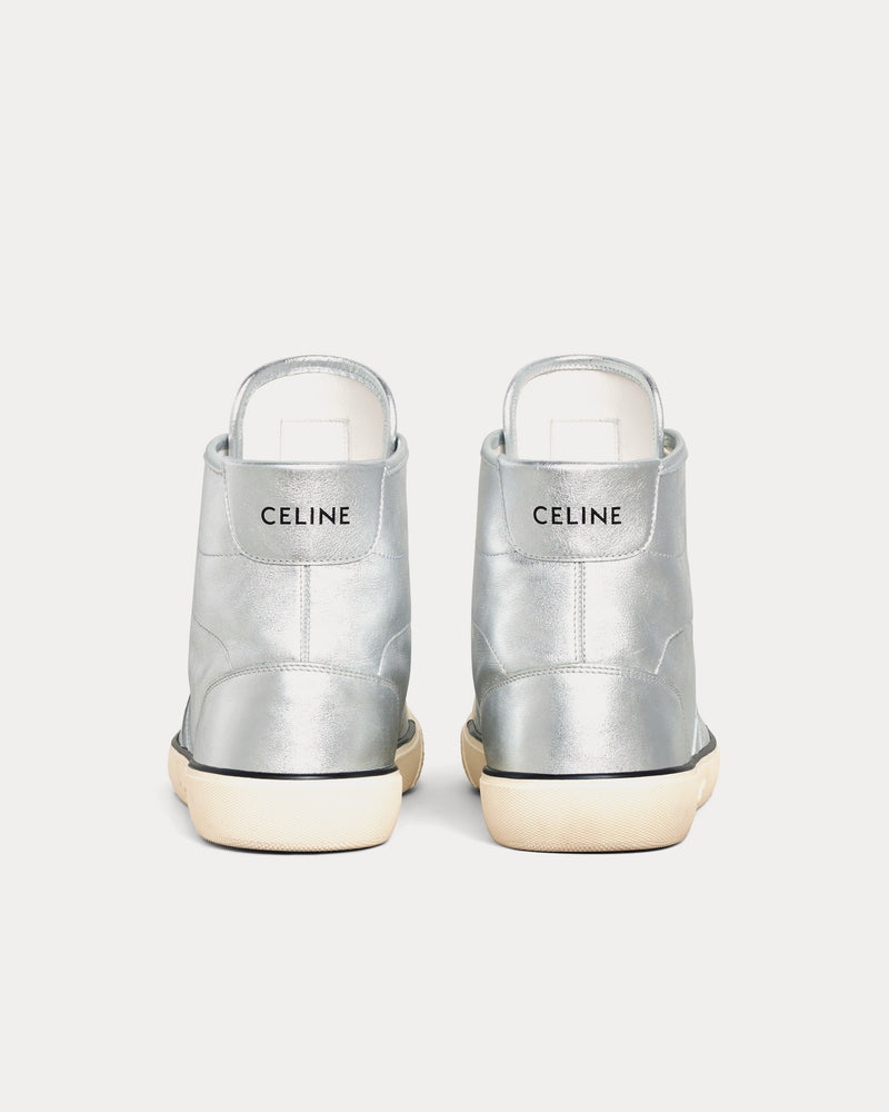 Celine Men's AS-02 Alan Lace-Up Metalized Calfskin Silver