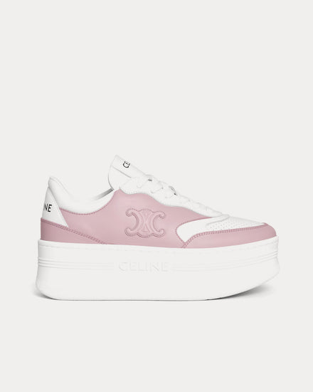 Celine Block Wedge with Triomphe Calfskin Bleached Pink / Optic White Low Top Sneakers - 1