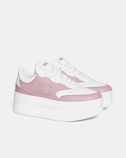 Celine Block Wedge with Triomphe Calfskin Bleached Pink / Optic White Low Top Sneakers - 2