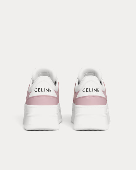 Celine Block Wedge with Triomphe Calfskin Bleached Pink / Optic White Low Top Sneakers - 3
