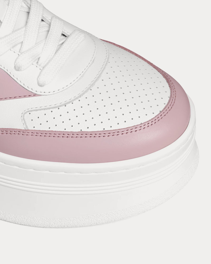 Celine Block Wedge with Triomphe Calfskin Bleached Pink / Optic White Low Top Sneakers - 4