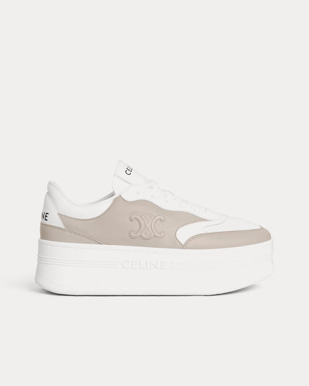 Celine Block Wedge with Triomphe Calfskin Grey / Optic White Low Top Sneakers - 1