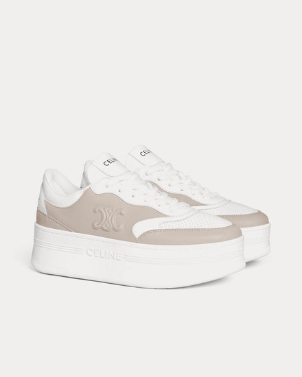 Celine Block Wedge with Triomphe Calfskin Grey / Optic White Low Top Sneakers - 2