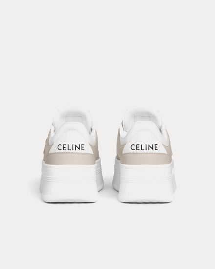 Celine Block Wedge with Triomphe Calfskin Grey / Optic White Low Top Sneakers - 3