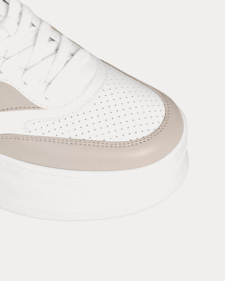 Celine Block Wedge with Triomphe Calfskin Grey / Optic White Low Top Sneakers - 4
