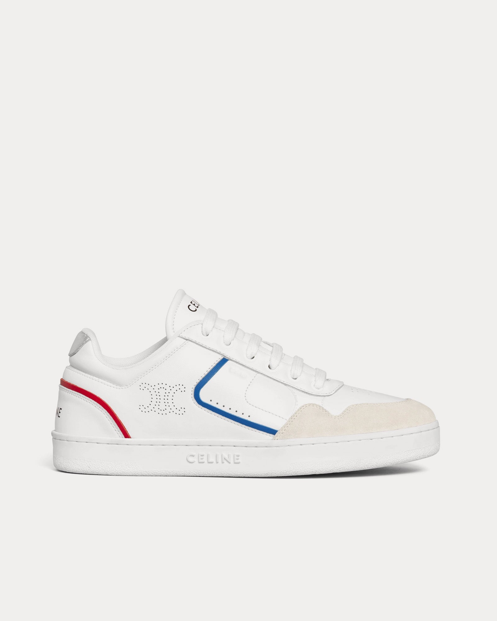 Celine - CT-10 Lace-Up Calfskin Optic White / Blue / Red / Silver Low Top Sneakers