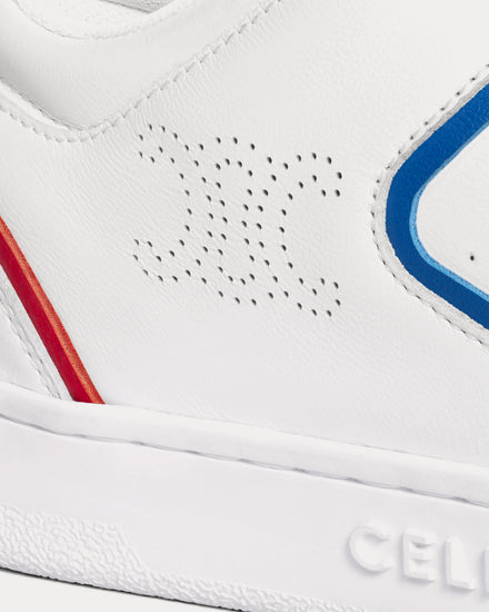 Celine Women's CT-10 Lace-Up Calfskin Optic White / Blue / Red