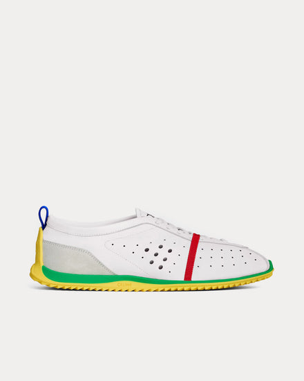 Celine Soft Stretch Lambskin & Suede Optic White / Bright Yellow / Green Low Top Sneakers - 1