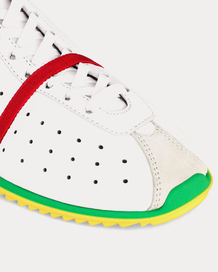 Celine Soft Stretch Lambskin & Suede Optic White / Bright Yellow / Green Low Top Sneakers - 4