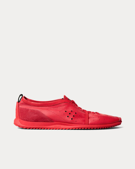 Celine Soft Stretch Lambskin & Suede Ultra Red Low Top Sneakers - 1