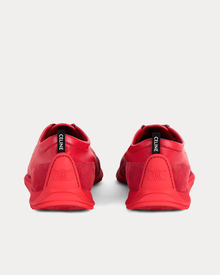 Celine Soft Stretch Lambskin & Suede Ultra Red Low Top Sneakers - 3