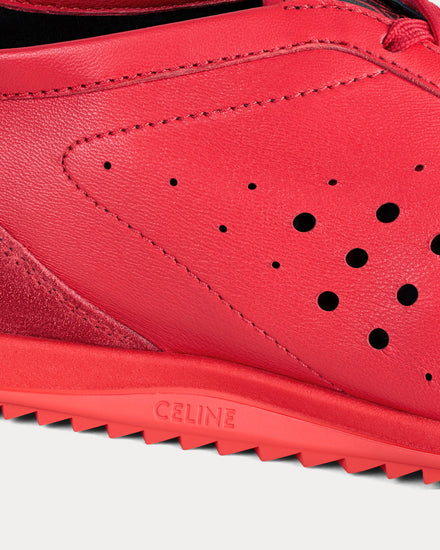 Celine Soft Stretch Lambskin & Suede Ultra Red Low Top Sneakers - 5