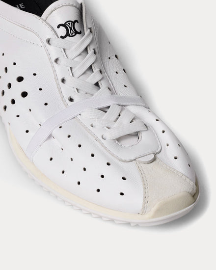 Celine Soft Stretch Lambskin & Suede Optic White Low Top Sneakers - 3