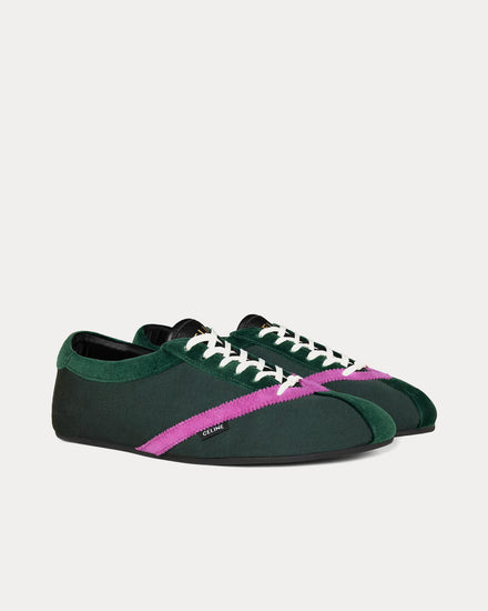 Celine The Flat Dark Green / Purple Low Top Sneakers - 2