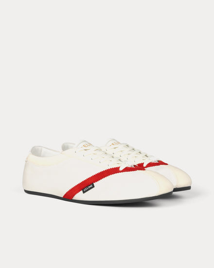 Celine The Flat White / Red Low Top Sneakers - 2