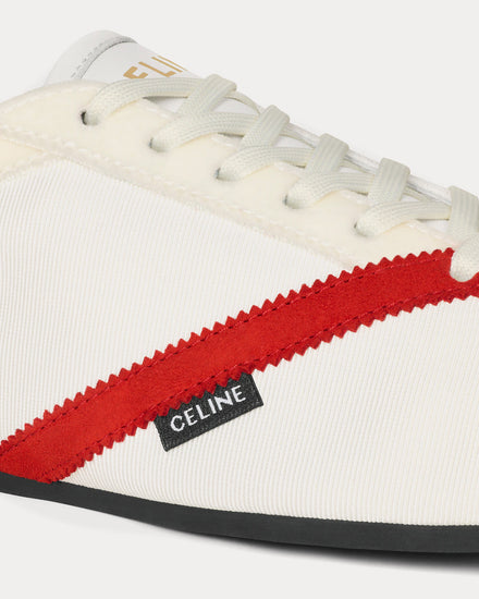 Celine The Flat White / Red Low Top Sneakers - 3