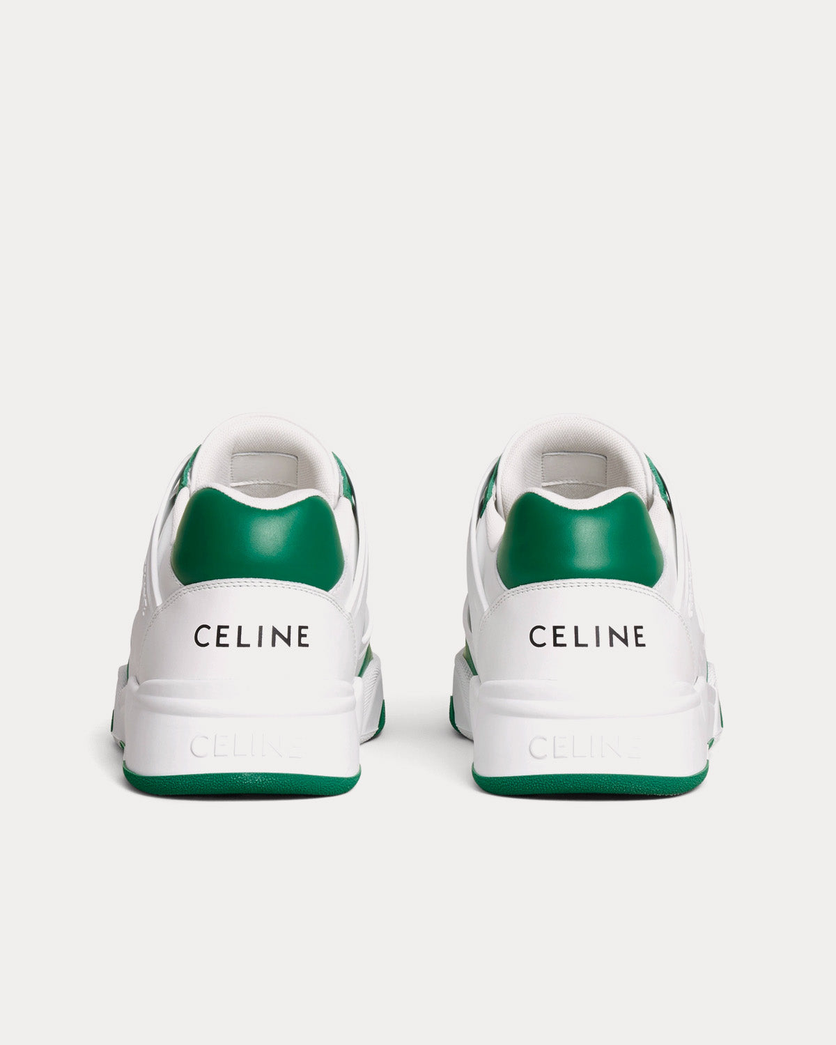 Celine - CT-07 Calfskin Leather Optic White / Dark Green Low Top Sneakers