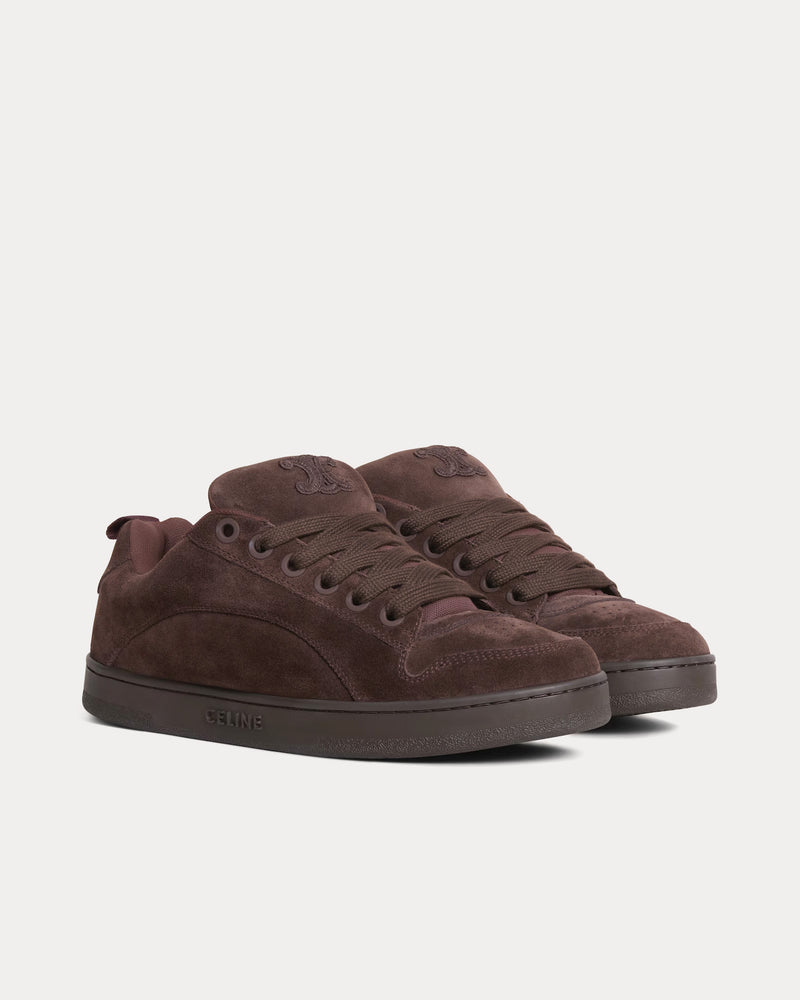 Celine Huntington Suede Calfskin & Mesh Dark Brown Low Top Sneakers - 2