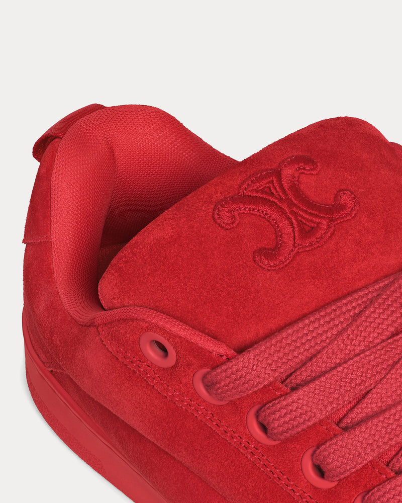 Celine Huntington Suede Calfskin & Mesh Red Low Top Sneakers - 4