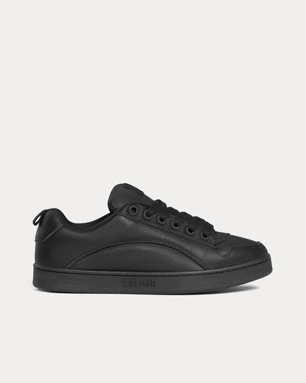 Celine Huntington Tumbled Leather & Mesh Black Low Top Sneakers - 1