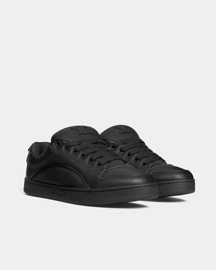Celine Huntington Tumbled Leather & Mesh Black Low Top Sneakers - 2