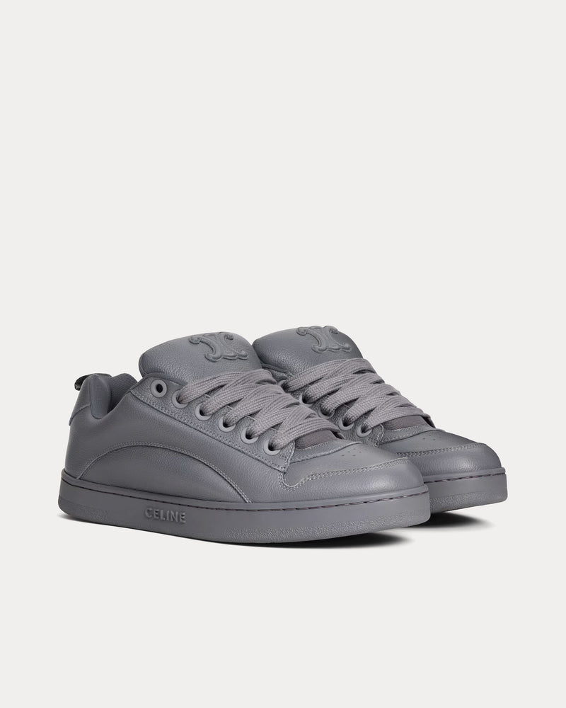 Celine Huntington Tumbled Leather & Mesh Grey Low Top Sneakers - 2