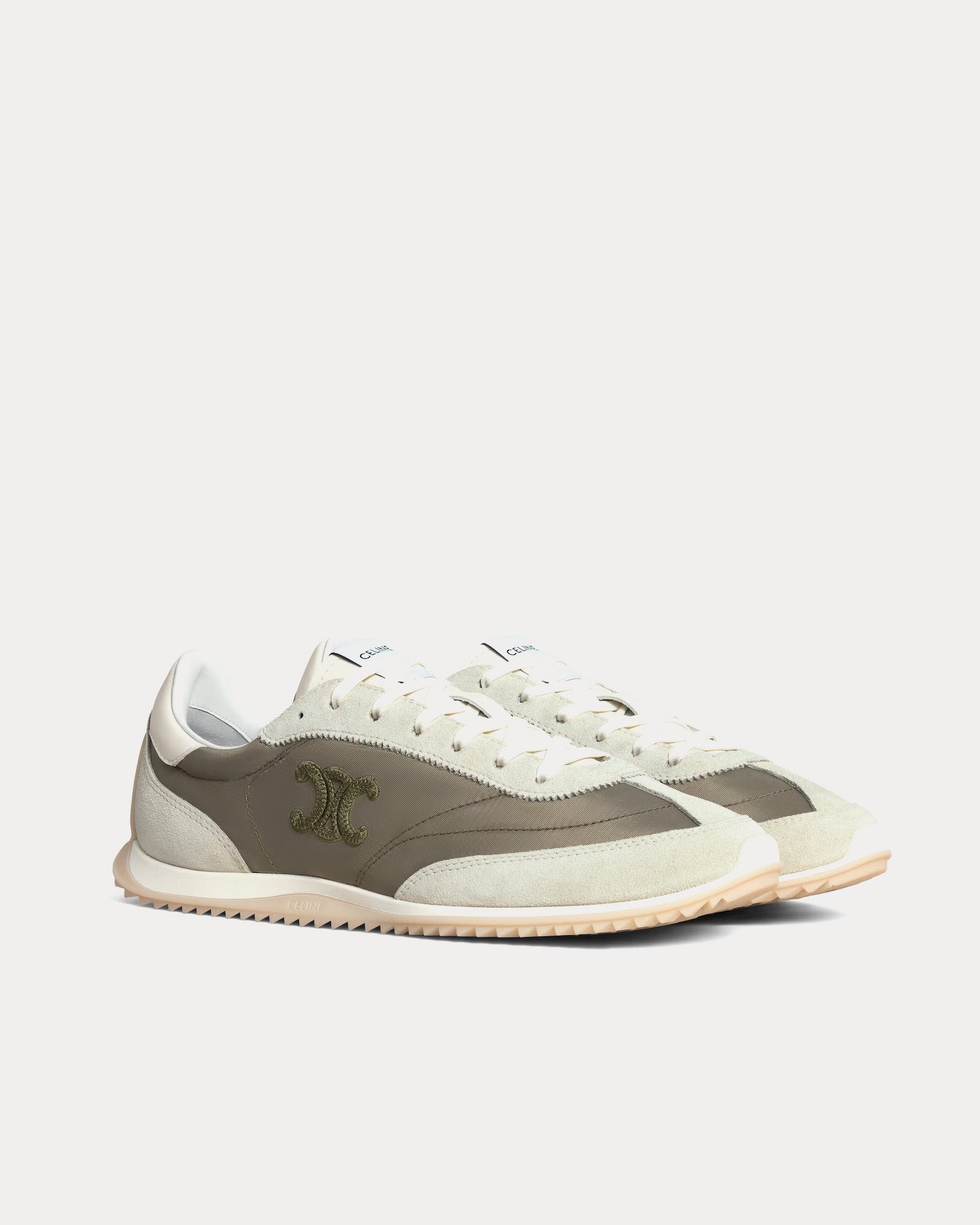 Celine Women's Racer Khaki / Grey Low Top Sneakers