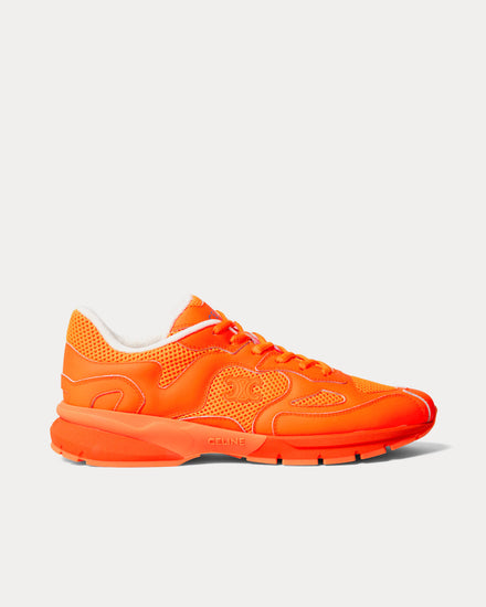 Celine Runner Calfskin & Mesh Fluo Orange Low Top Sneakers - 1