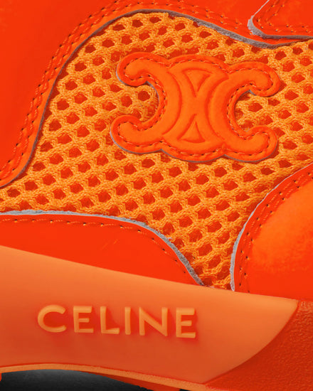 Celine Runner Calfskin & Mesh Fluo Orange Low Top Sneakers - 5
