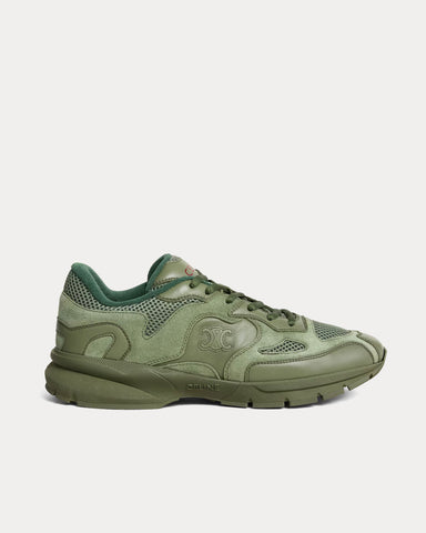 Celine Runner Suede Calfskin & Mesh Khaki Low Top Sneakers