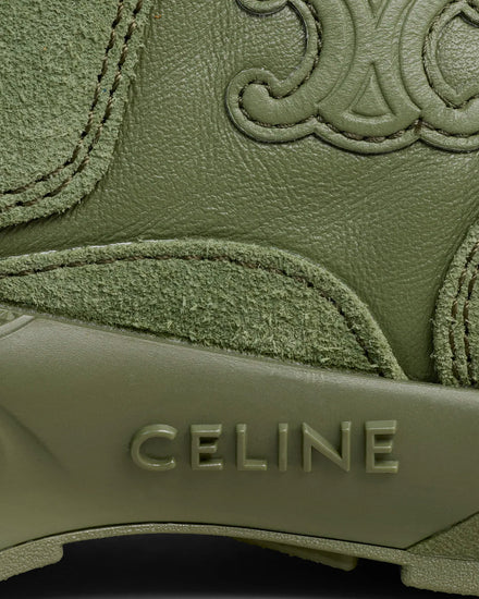 Celine Runner Suede Calfskin & Mesh Khaki Low Top Sneakers - 5
