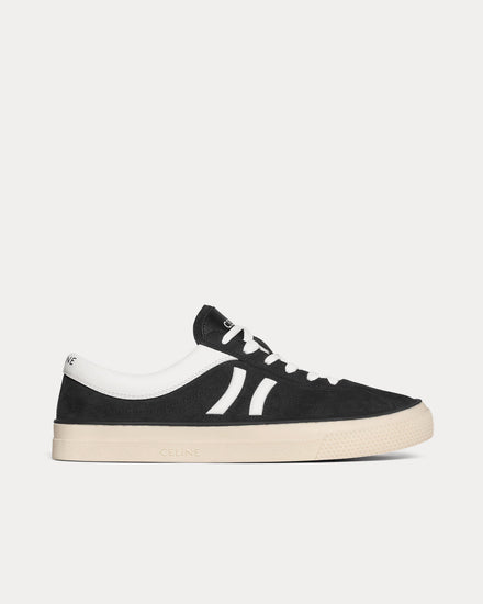 Celine Sunset Suede & Calfskin Black / Optic White Low Top Sneakers - 1