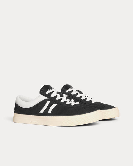 Celine Sunset Suede & Calfskin Black / Optic White Low Top Sneakers - 2