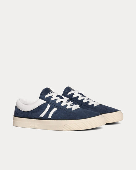 Celine Sunset Suede & Calfskin Blue / Optic White Low Top Sneakers - 2