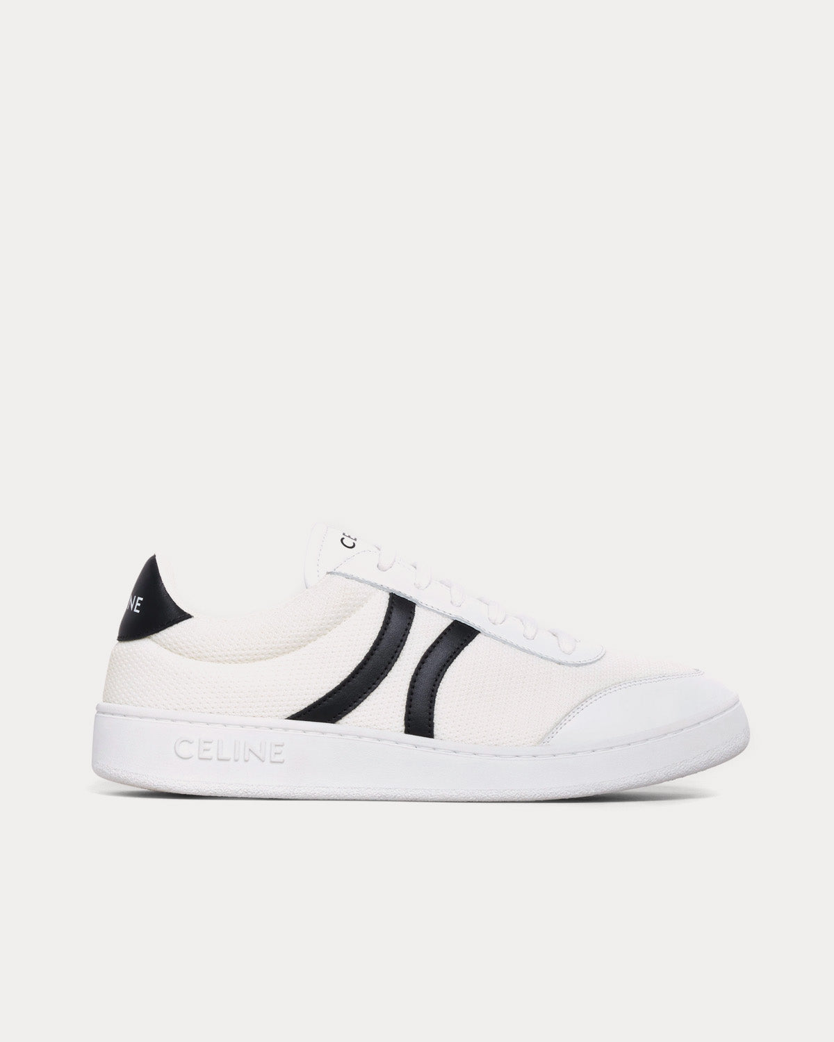 Celine Women's Tennis Mesh & Calfskin Optic White / Black Low Top