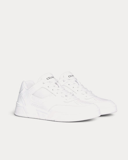 Celine CT-09 Calfskin Leather & Mesh Optic White Low Top Sneakers - 2