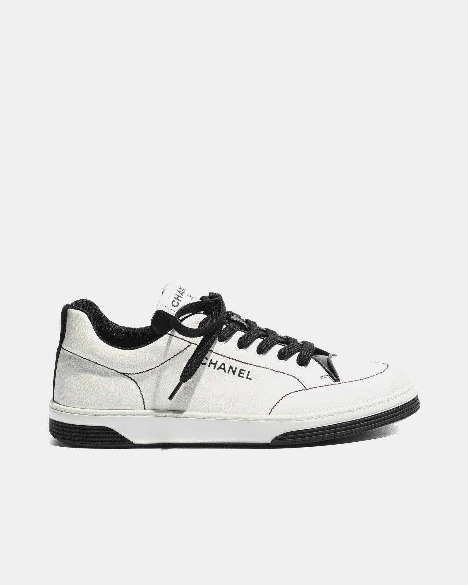 Chanel Women's Cotton White / Black Low Top Sneakers