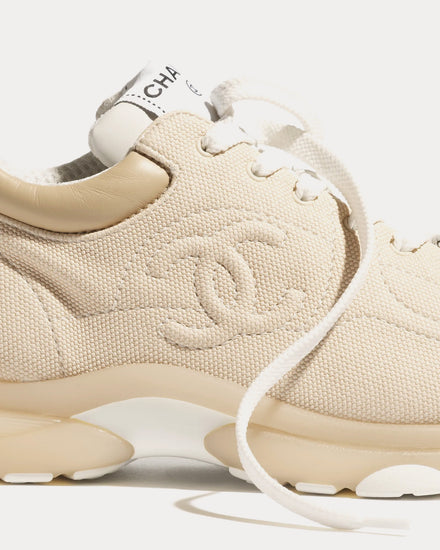 Chanel Women's Fabric Light Beige Low Top Sneakers Trainers