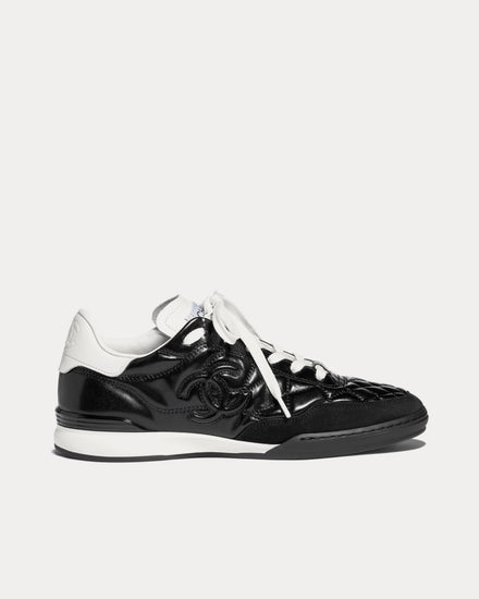 Chanel Shiny Calfskin Black / White Low Top Sneakers - 1