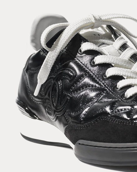 Chanel Shiny Calfskin Black / White Low Top Sneakers - 2